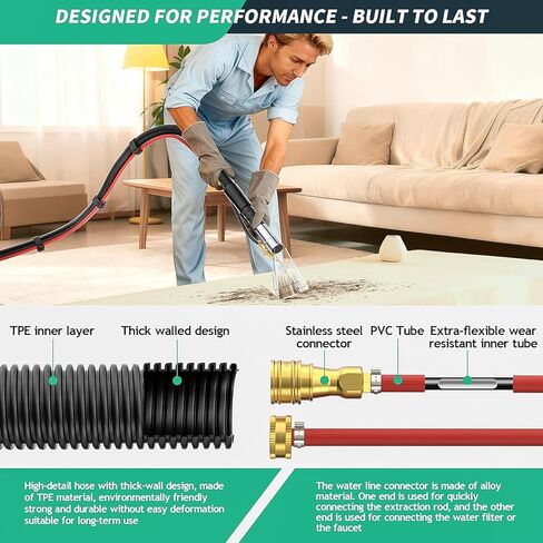 Shop Vac Extractor Kit، مجموعة أدوات شفط خرطوم المكنسة الكهربائية الرطبة، مع خط مائي بطول 50 قدمًا يحول مكنسة المتجر العالمية، إلى آلة تنظيف سجاد أوتوماتيكية احترافية، للمنزل والسيارة والمنسوجات in Kuwait