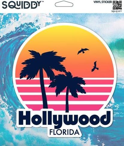 Squiddy Hollywood Florida - ملصق من الفينيل للهاتف والكمبيوتر المحمول وزجاجة المياه (ارتفاع 3 بوصات) in Saudi Arabia