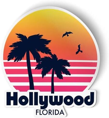 Squiddy Hollywood Florida - ملصق من الفينيل للهاتف والكمبيوتر المحمول وزجاجة المياه (ارتفاع 3 بوصات) in Saudi Arabia