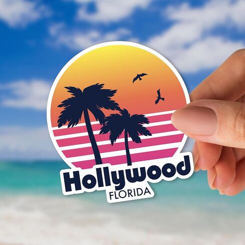 Squiddy Hollywood Florida - ملصق من الفينيل للهاتف والكمبيوتر المحمول وزجاجة المياه (ارتفاع 3 بوصات) in Saudi Arabia
