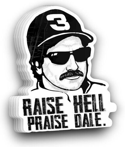 (5 قطع) ملصقات Raise Hell Praise Dale مقاس 3 بوصة، ملصق تذكاري لسيارة السباق Dale Racer، ملصق فينيل مقاوم للماء للكمبيوتر المحمول، وزجاجات المياه، والهاتف، والسيارة، وهدايا الخوذة للبالغين in Kuwait