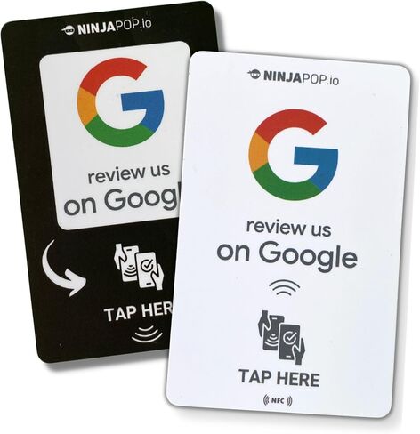 Ninja Pop NFC Google Review Cards –| Tap to Leave a Review Cards for Small Business | Contactless Review Request Cards | Customer Feedback NFC Business Tools (2 Cards) in Kuwait