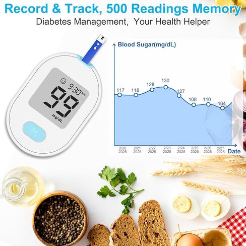 طقم مراقبة جلوكوز الدم، طقم اختبار سكر الدم مع 50 شريط اختبار سكر الدم، 50 مشرط 33 جرام غير مؤلم، 1 مقياس جلوكوز الدم، 1 جهاز وخز، دقة طبية، نتائج 5 ثوانٍ، بدون ترميز وإخراج تلقائي، مجموعة أدوات قياس السكر لاختبار مرض السكري للمنزل/ in Kuwait