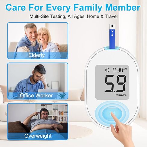 طقم مراقبة جلوكوز الدم، طقم اختبار سكر الدم مع 50 شريط اختبار سكر الدم، 50 مشرط 33 جرام غير مؤلم، 1 مقياس جلوكوز الدم، 1 جهاز وخز، دقة طبية، نتائج 5 ثوانٍ، بدون ترميز وإخراج تلقائي، مجموعة أدوات قياس السكر لاختبار مرض السكري للمنزل/ in Kuwait