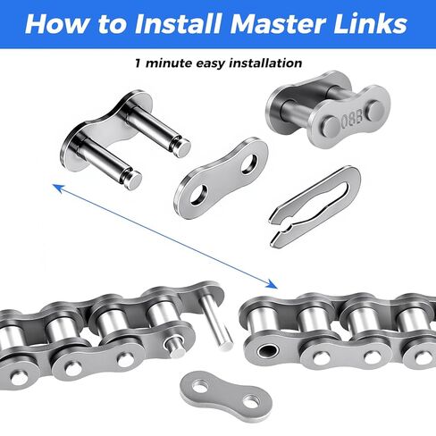428 Roller Chain 20 Feet 478 Links, 08B Simplex Roller Chain for Chain Driven Sliding Gate Garage Openers, Extension 08B Metric Standard 428#, Includes Chain Breaker and 12 Connecting Links in Kuwait