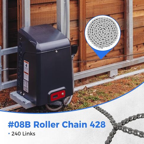 428 Roller Chain 10 Feet 169 Links, 08B Simplex Roller Chain for Chain Driven Sliding Gate Garage Openers, Extension 08B Metric Standard 428#, Includes Chain Breaker and 12 Connecting Links in Kuwait
