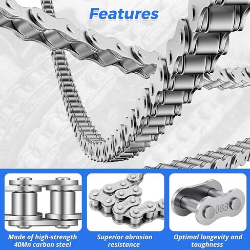 428 Roller Chain 10 Feet 169 Links, 08B Simplex Roller Chain for Chain Driven Sliding Gate Garage Openers, Extension 08B Metric Standard 428#, Includes Chain Breaker and 12 Connecting Links in Kuwait