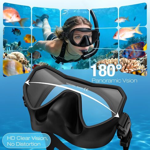 Swim Goggles with Nose Cover for Adults, Anti-Fog Diving Mask for Men Women, 180° Wide View, Leak-Proof Snorkeling Mask in Saudi Arabia