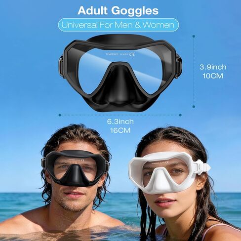 Swim Goggles with Nose Cover for Adults, Anti-Fog Diving Mask for Men Women, 180° Wide View, Leak-Proof Snorkeling Mask in Saudi Arabia