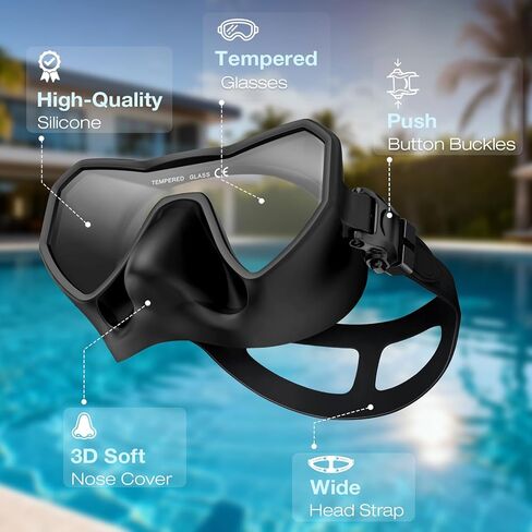 Swim Goggles with Nose Cover for Adults, Anti-Fog Diving Mask for Men Women, 180° Wide View, Leak-Proof Snorkeling Mask in Saudi Arabia