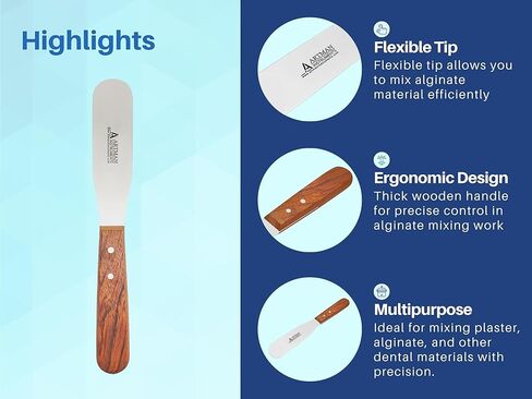 ملعقة مختبر الأسنان من ARTMAN INSTRUMENTS - 8 بوصات 11R مستقيمة - أدوات خلط الجص والجينات من الفولاذ المقاوم للصدأ بمقبض خشبي لمختبرات الأسنان in Saudi Arabia