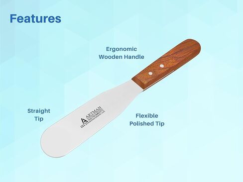 ملعقة مختبر الأسنان من ARTMAN INSTRUMENTS - 8 بوصات 11R مستقيمة - أدوات خلط الجص والجينات من الفولاذ المقاوم للصدأ بمقبض خشبي لمختبرات الأسنان in Saudi Arabia