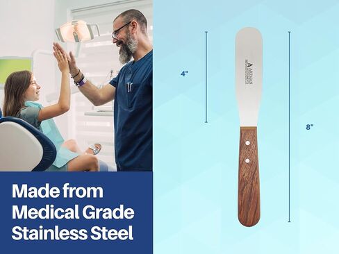 ملعقة مختبر الأسنان من ARTMAN INSTRUMENTS - 8 بوصات 11R مستقيمة - أدوات خلط الجص والجينات من الفولاذ المقاوم للصدأ بمقبض خشبي لمختبرات الأسنان in Saudi Arabia