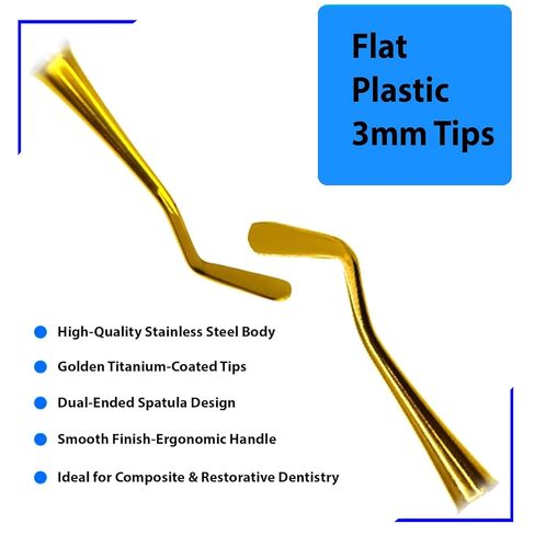 10Pcs Flat Plastic Composite Filling Instrument – 3mm Double-Ended Dental Spatula with Hollow Handle – Non-Stick Stainless Steel Tool for Resin Placement, Contouring & Restorations in Saudi Arabia