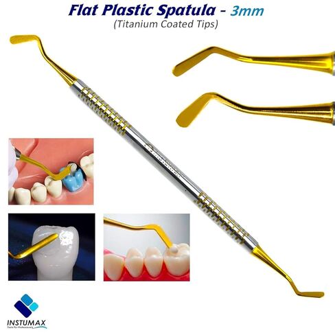 10Pcs Flat Plastic Composite Filling Instrument – 3mm Double-Ended Dental Spatula with Hollow Handle – Non-Stick Stainless Steel Tool for Resin Placement, Contouring & Restorations in Saudi Arabia