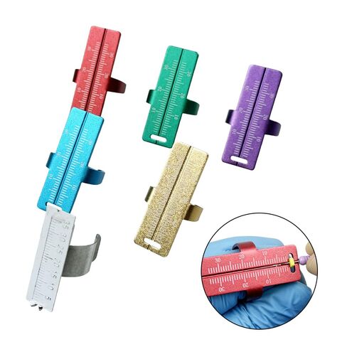 2pcs Endo Measuring Finger, Aluminium Endodontic File Ruler, Portable Stainless Steel Gauge Finger Ruler Dental Root Canal Measurement Instrument (Silver+Purple) in Saudi Arabia