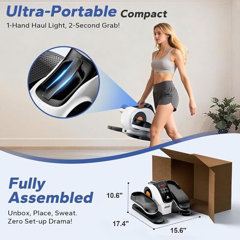 Under Desk Elliptical Machine, Ellipse Leg Exerciser As Seen On Tv While Sitting for Seniors, Pedal Exerciser with 15 Level Adjustable Resistance & 5 Auto Mode Fully Assembled Home Office in Saudi Arabia