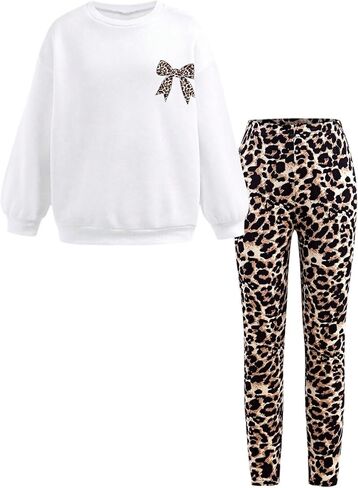 Verdusa Girl's 2 Piece Comfy Sets Bow Oversized Sweatshirt with Leggings Comfiest Airport Outfits in Saudi Arabia