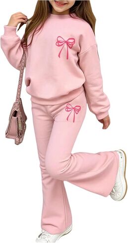 Verdusa Girl's 2 Piece Comfy Sets Bow Oversized Sweatshirt with Leggings Comfiest Airport Outfits in Saudi Arabia