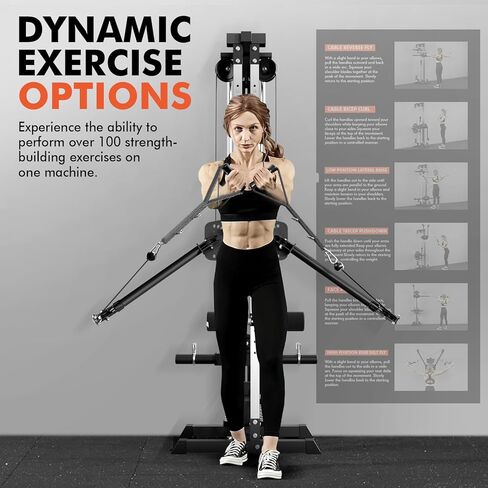 GMWD Cable Machine Home Gym, Wall Mount Functional Trainer with Dual Swivel Arms and 22 Adjustable Positions, All-in-One Cable Crossover Machine for Home in Kuwait