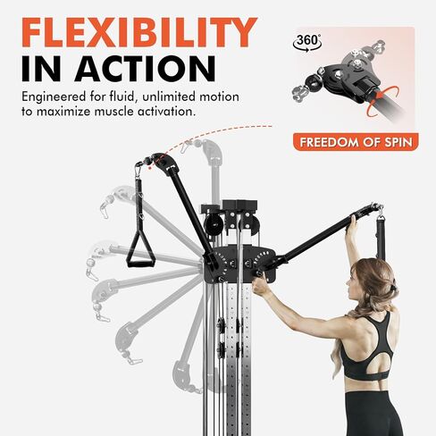 GMWD Cable Machine Home Gym, Wall Mount Functional Trainer with Dual Swivel Arms and 22 Adjustable Positions, All-in-One Cable Crossover Machine for Home in Kuwait