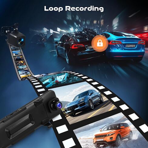 4K Mirror Dash Cam الأمامي والخلفي ، Hodozzy 11.26 بوصة IPS شاشة اللمس الكاميرا الخلفية المرآة ، مع مستشعر G ، شاشة للسيارات على مدار 24 ساعة ، رؤية ليلية ، مقاومة للماء+1080 بكسل كاميرا خلفية in Kuwait
