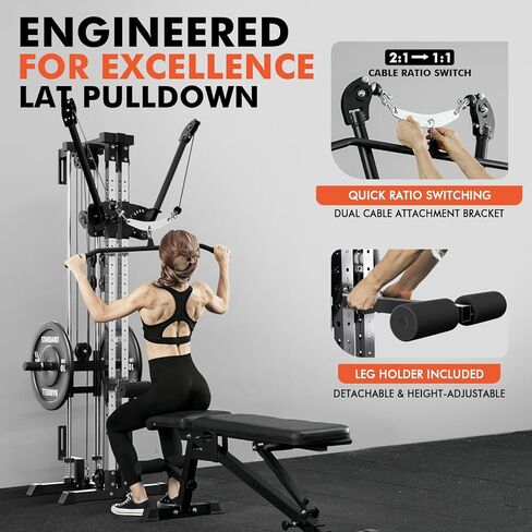 GMWD Cable Machine Home Gym, Wall Mount Functional Trainer with Dual Swivel Arms and 22 Adjustable Positions, All-in-One Cable Crossover Machine for Home in Kuwait