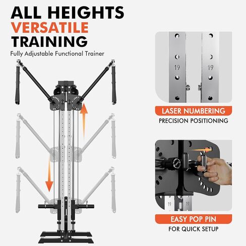 GMWD Cable Machine Home Gym, Wall Mount Functional Trainer with Dual Swivel Arms and 22 Adjustable Positions, All-in-One Cable Crossover Machine for Home in Kuwait