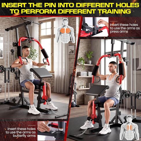OPPSDECOR Home Gym Equipment, Multifunctional Workout Station with Pulley System, All in One Adjustable Exercise Equipment with LAT Pulldown & Chest Press & PEC Deck Fly & Leg Extension & Rowing in Saudi Arabia