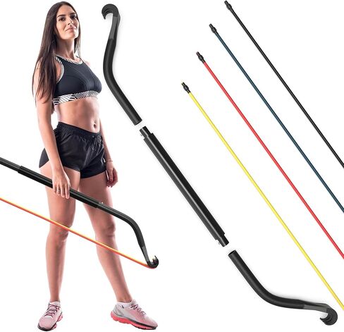 Synergee Resistance Bow. Portable Home Gym with Resistance Bands and Bar System. Collapsible Resistance Bar with Handles. Full Body Workouts for Home, Travel or Outdoors. in Saudi Arabia