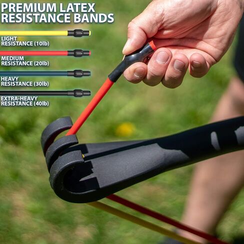 Synergee Resistance Bow. Portable Home Gym with Resistance Bands and Bar System. Collapsible Resistance Bar with Handles. Full Body Workouts for Home, Travel or Outdoors. in Saudi Arabia