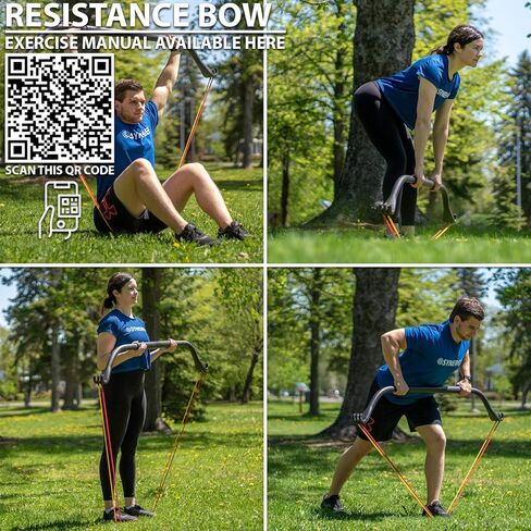 Synergee Resistance Bow. Portable Home Gym with Resistance Bands and Bar System. Collapsible Resistance Bar with Handles. Full Body Workouts for Home, Travel or Outdoors. in Saudi Arabia