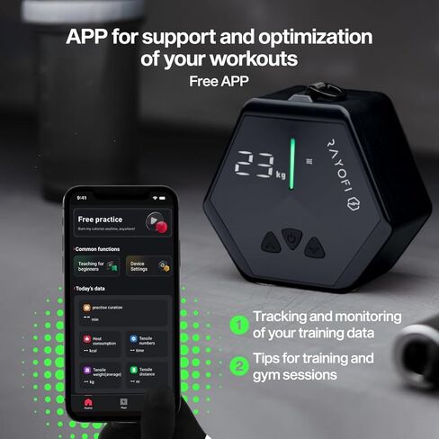 جهاز الصالة الرياضية المحمول Rayofi Go-Tone، شاشة LCD ذكية، 0.7 كجم، مقاومة قابلة للتعديل 3-30 كجم، قابلة لإعادة الشحن عبر USB-C in Saudi Arabia