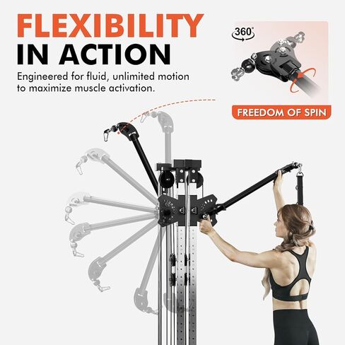 GMWD Cable Machine Home Gym, Wall Mounted Cable Machine with Dual Swivel Arms and 22 Adjustable Positions, All-in-One Cable Crossover Machine for Home Gym, Black in Kuwait
