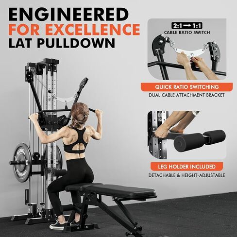 GMWD Cable Machine Home Gym, Wall Mounted Cable Machine with Dual Swivel Arms and 22 Adjustable Positions, All-in-One Cable Crossover Machine for Home Gym, Black in Kuwait