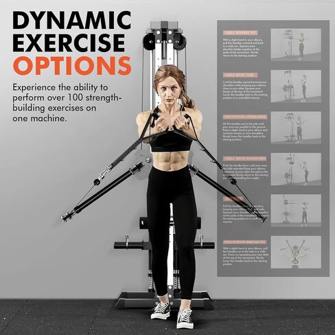 GMWD Cable Machine Home Gym, Wall Mounted Cable Machine with Dual Swivel Arms and 22 Adjustable Positions, All-in-One Cable Crossover Machine for Home Gym, Black in Kuwait