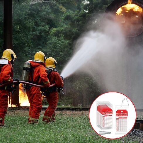 50 Fire Extinguisher Inspection Tag Plastic Cover 3.4 x 7.3 Inch Service Record Tags Fire Extinguisher Tamper Seal with Fire Tags and Iron Wire Resealable Waterproof for Indoor and Outdoor (50) in Saudi Arabia
