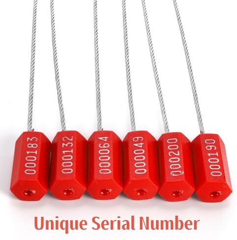 Coloch 200 Pcs Steel Security Cable Seal, 11.8 Inch Numbered Security Tags Tamper-proof Steel Container Wire Seal Pull Tight Self-locking Shipping Padlocks for Container, Trailer, Truck, Cargo, Red in Saudi Arabia