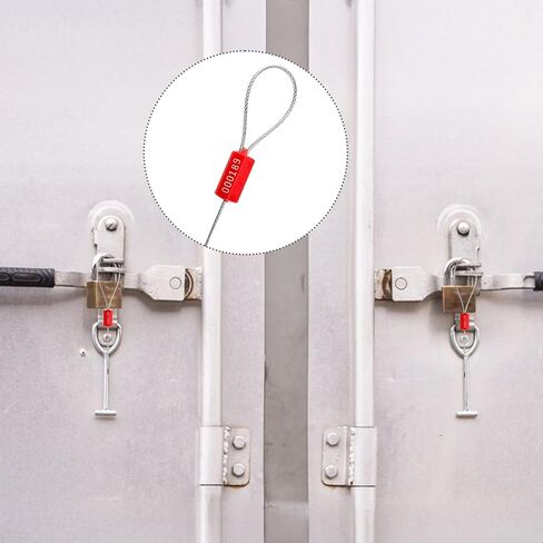 Coloch 200 Pcs Steel Security Cable Seal, 11.8 Inch Numbered Security Tags Tamper-proof Steel Container Wire Seal Pull Tight Self-locking Shipping Padlocks for Container, Trailer, Truck, Cargo, Red in Saudi Arabia