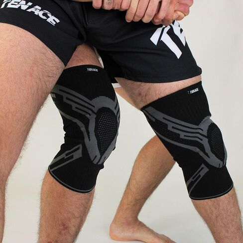 Tenace BJJ Knee Brace Grappling - Compression Knee Pad for Jiu Jitsu, MMA, Muay Thai, Wrestling, Judo - High Durability and Performance Unisex (Black, Large) in Saudi Arabia
