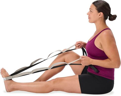 OPTP Stretch Out Strap Pro with Stretching Exercise Book, 11 Loop Stretching Strap for Yoga and Pilates, Physical Therapy Strap for Leg and Knee Recovery. Made in the USA in Saudi Arabia