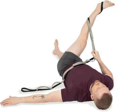 OPTP Stretch Out Strap Pro with Stretching Exercise Book, 11 Loop Stretching Strap for Yoga and Pilates, Physical Therapy Strap for Leg and Knee Recovery. Made in the USA in Saudi Arabia