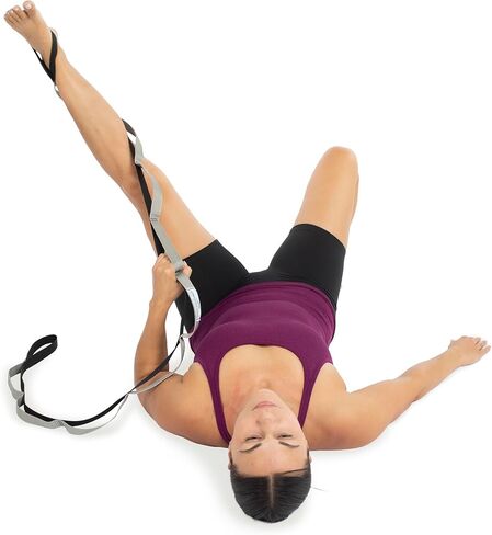 OPTP Stretch Out Strap Pro with Stretching Exercise Book, 11 Loop Stretching Strap for Yoga and Pilates, Physical Therapy Strap for Leg and Knee Recovery. Made in the USA in Saudi Arabia