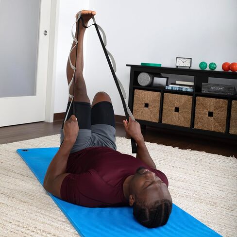 OPTP Stretch Out Strap Pro with Stretching Exercise Book, 11 Loop Stretching Strap for Yoga and Pilates, Physical Therapy Strap for Leg and Knee Recovery. Made in the USA in Saudi Arabia