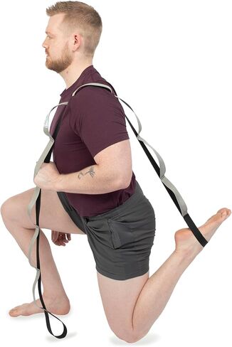 OPTP Stretch Out Strap Pro with Stretching Exercise Book, 11 Loop Stretching Strap for Yoga and Pilates, Physical Therapy Strap for Leg and Knee Recovery. Made in the USA in Saudi Arabia