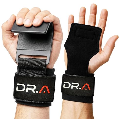 أشرطة رفع 2 في 1 من دكتور مطور + مقابض صالة الألعاب الرياضية، قم بتبديل الخطاف إلى الحزام في ثوانٍ، أغطية معصم عالية التحمل لرفع الأثقال من أجل عمليات السحب والتجاهل والرفع الميت والمصاعد الثقيلة، أسود (زوج) in Kuwait