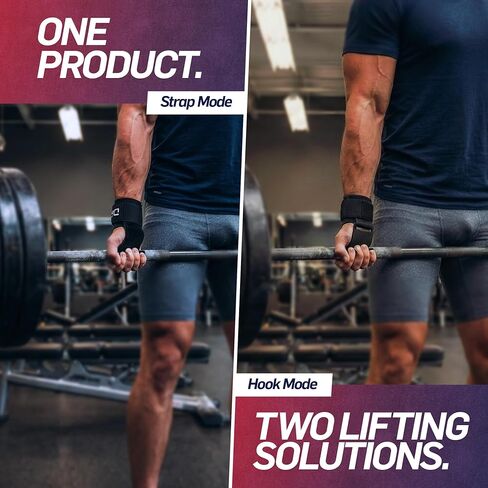 أشرطة رفع 2 في 1 من دكتور مطور + مقابض صالة الألعاب الرياضية، قم بتبديل الخطاف إلى الحزام في ثوانٍ، أغطية معصم عالية التحمل لرفع الأثقال من أجل عمليات السحب والتجاهل والرفع الميت والمصاعد الثقيلة، أسود (زوج) in Kuwait