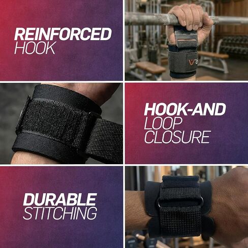 أشرطة رفع 2 في 1 من دكتور مطور + مقابض صالة الألعاب الرياضية، قم بتبديل الخطاف إلى الحزام في ثوانٍ، أغطية معصم عالية التحمل لرفع الأثقال من أجل عمليات السحب والتجاهل والرفع الميت والمصاعد الثقيلة، أسود (زوج) in Kuwait