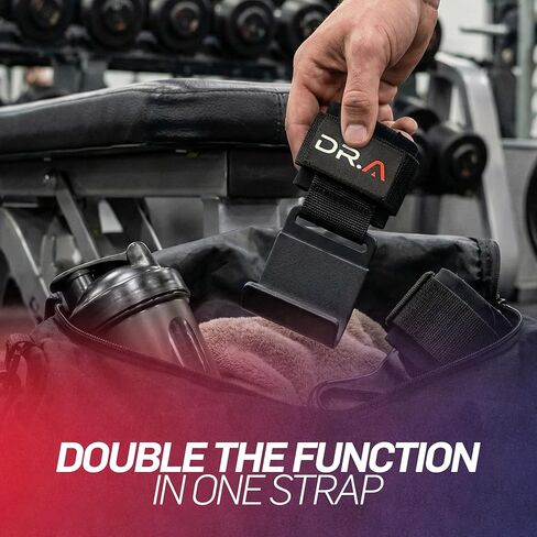 أشرطة رفع 2 في 1 من دكتور مطور + مقابض صالة الألعاب الرياضية، قم بتبديل الخطاف إلى الحزام في ثوانٍ، أغطية معصم عالية التحمل لرفع الأثقال من أجل عمليات السحب والتجاهل والرفع الميت والمصاعد الثقيلة، أسود (زوج) in Kuwait