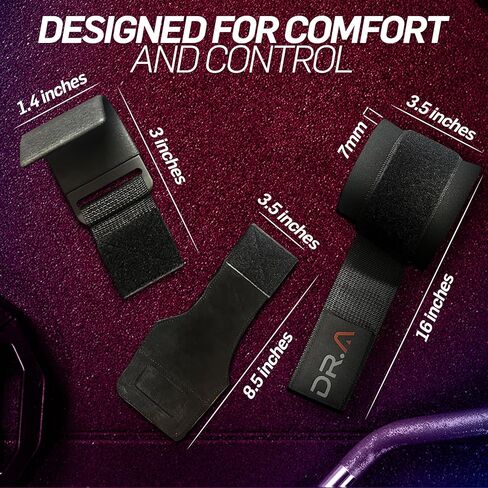 أشرطة رفع 2 في 1 من دكتور مطور + مقابض صالة الألعاب الرياضية، قم بتبديل الخطاف إلى الحزام في ثوانٍ، أغطية معصم عالية التحمل لرفع الأثقال من أجل عمليات السحب والتجاهل والرفع الميت والمصاعد الثقيلة، أسود (زوج) in Kuwait